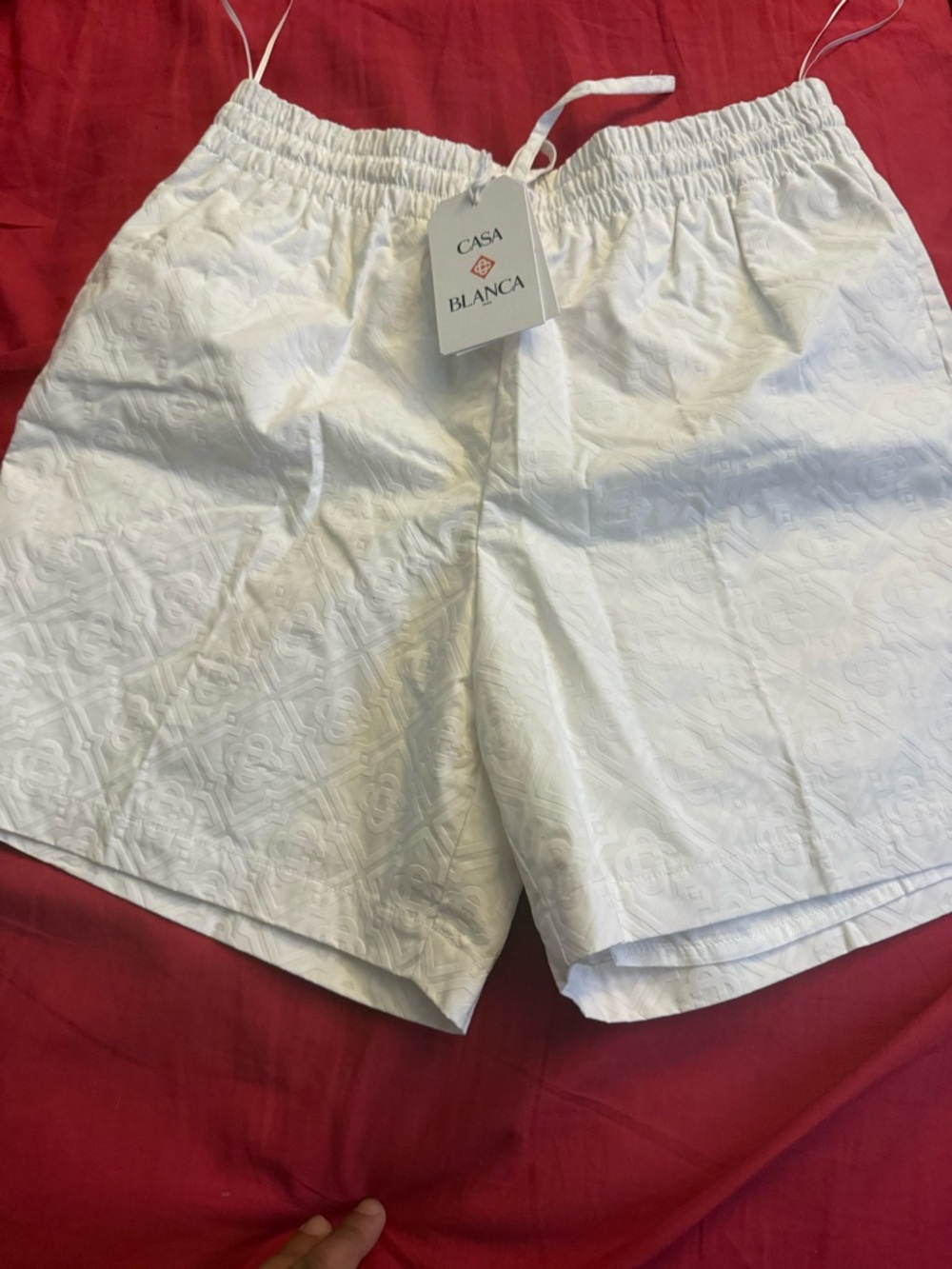 CASA BLANCA White Embroidered Athletic Men’s Shorts